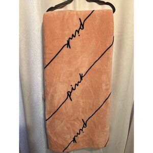 Victorias Secret Pink Throw Blanket 50" x 60" Soft Plush Sherpa Fleece